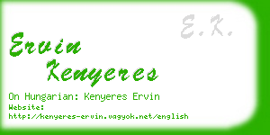 ervin kenyeres business card